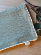 Load image into Gallery viewer, Green Mint Muslin Organic Cotton Four Layer Beaded Trim
