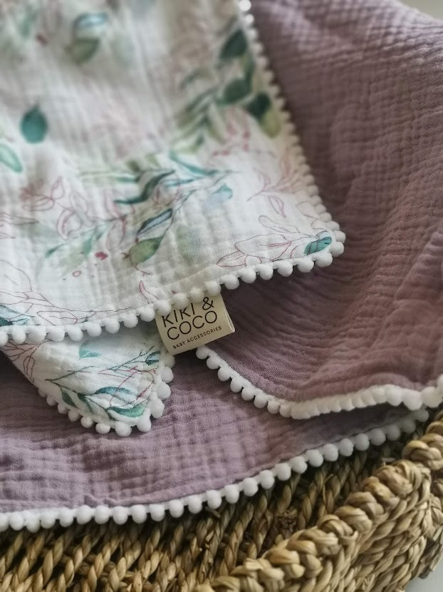 Mauve & Natural Leaf Muslin Set