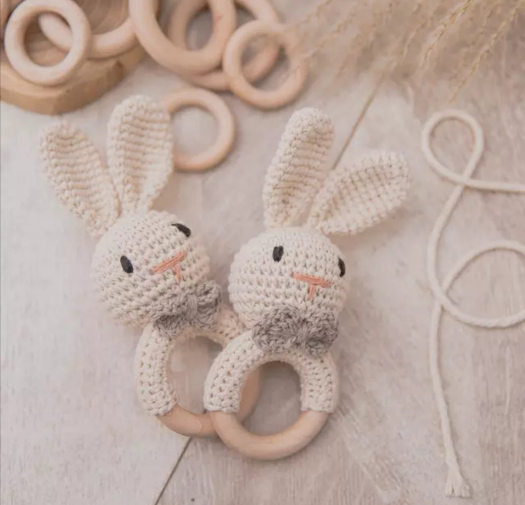 Crochet Baby Bunny Rattle Toy